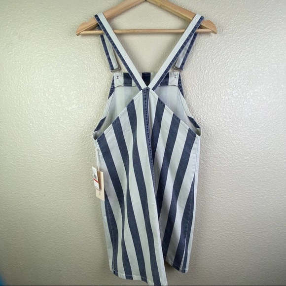 Vince Camuto Womens Denim Striped Overall Dress - Picture 3 of 5